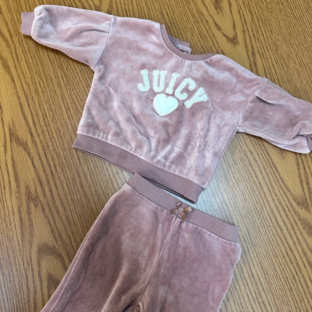 Baby Juicy Couture 2-Pc Tracksuit | Mauve Velour Heart Set 💖